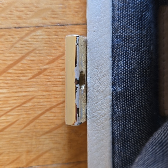 Clare V., Leather Strip Frame Clutch, Ivory, VGUC, 5.5" L x 9" W - Picture 13 of 15